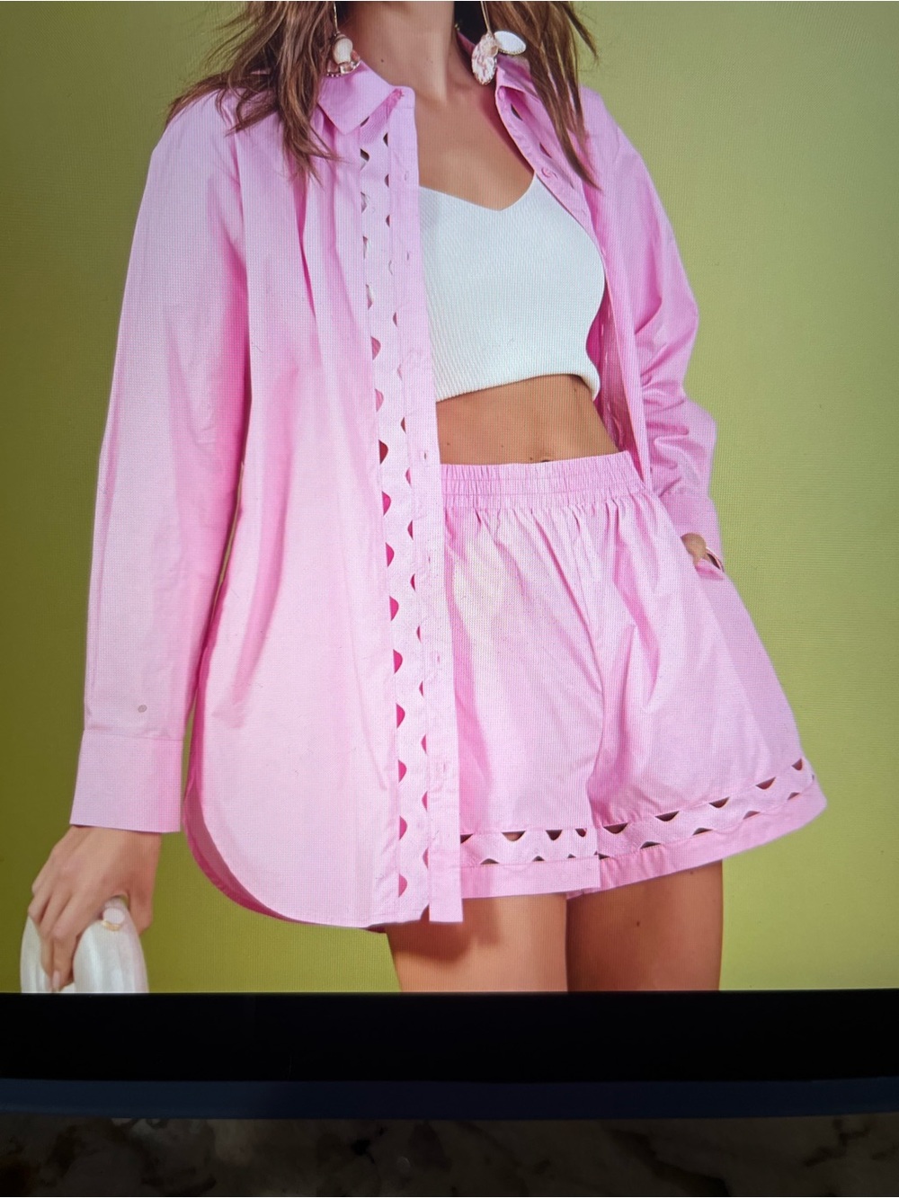 English Factory Pink Eyelet-Trim Elastic-Waist Shorts